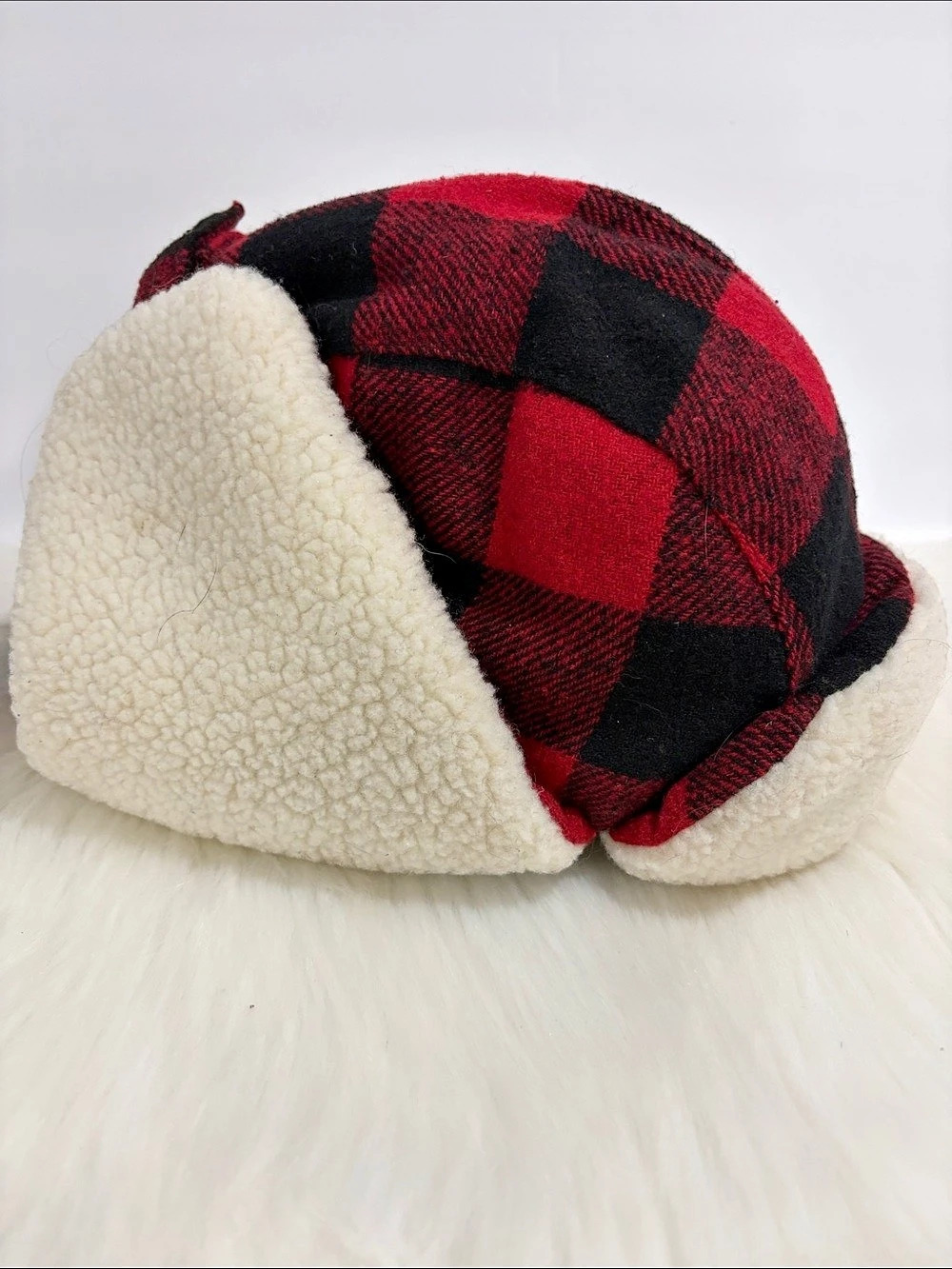 Levi's Red & Black Checkered Trapper Hat Like New